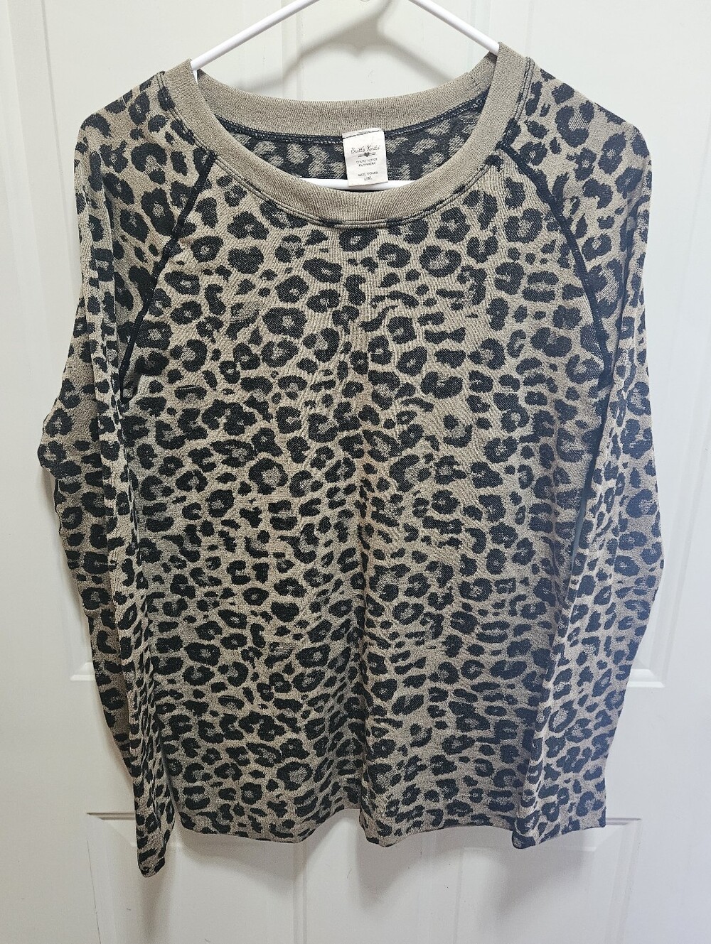 Britt's Knits Leopard Fleece Lined Long Sleeve Top